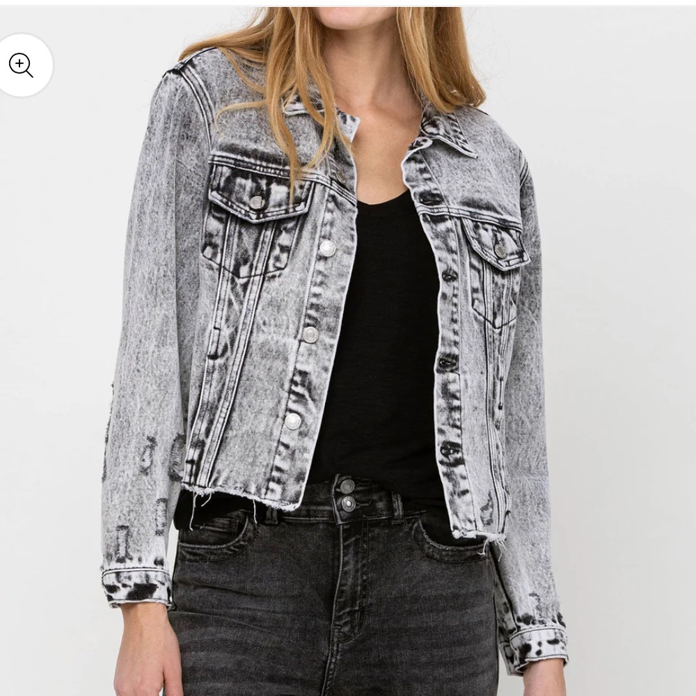 Vervet Denim Distressed Black Denim Jacket